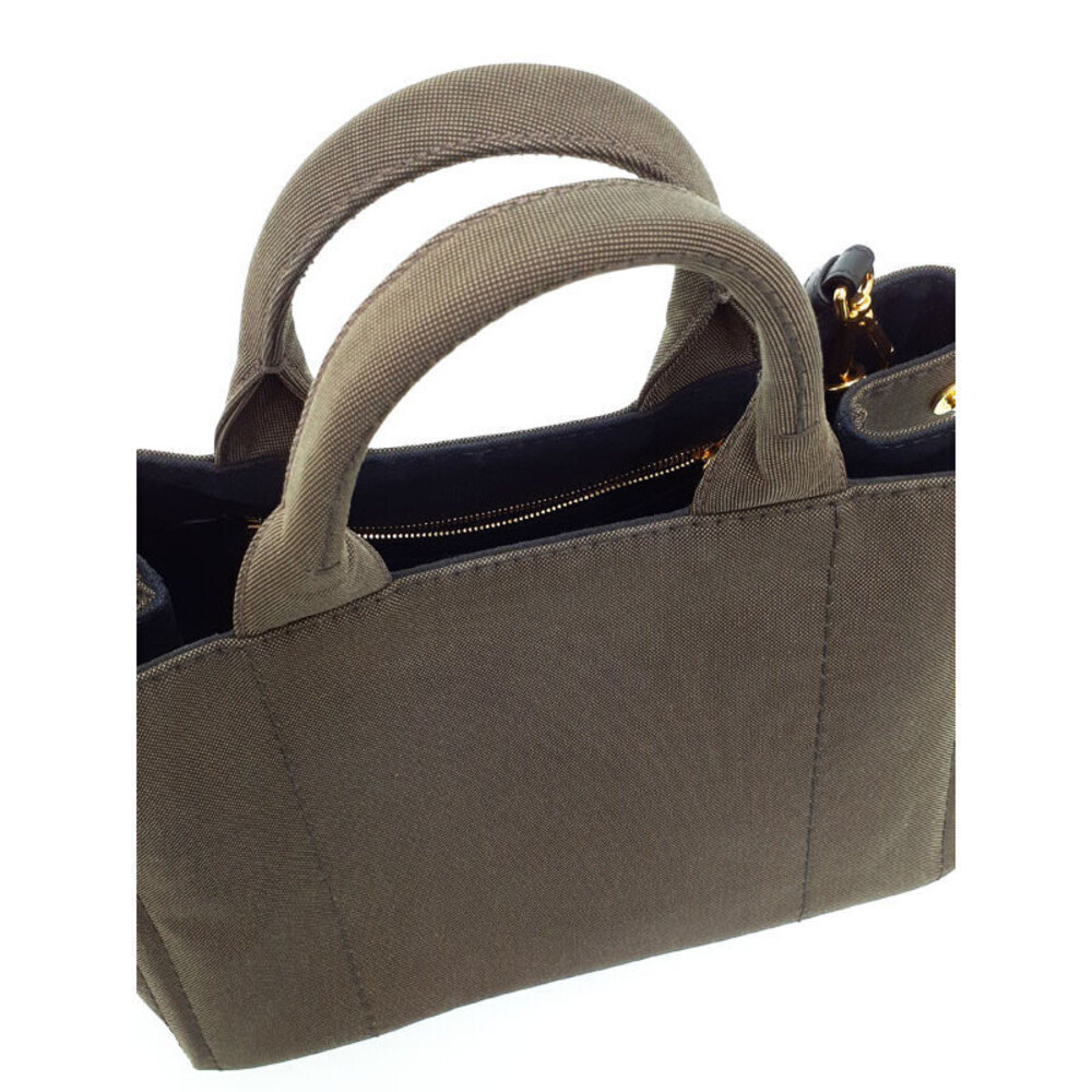 Prada Canapa Convertible Tote Bag khaki canvas Brown Green - Picture 8 of 9